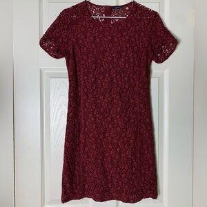 Talula | Burgundy Red Lace Mini Dress - 4